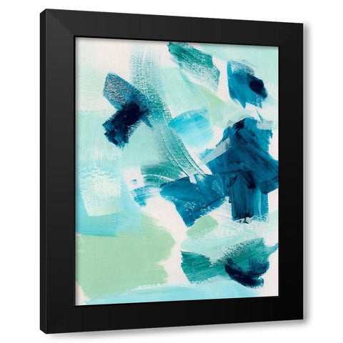 Teal Composition II Black Modern Wood Framed Art Print with Double Matting by Barnes, Victoria