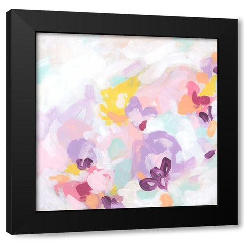Petal Swirl I Black Modern Wood Framed Art Print by Vess, June Erica