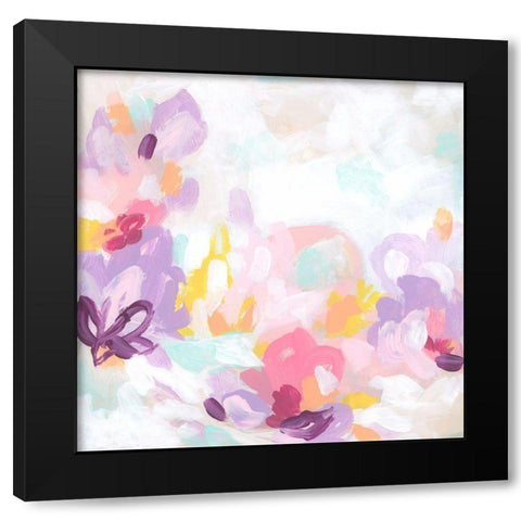 Petal Swirl II Black Modern Wood Framed Art Print by Vess, June Erica