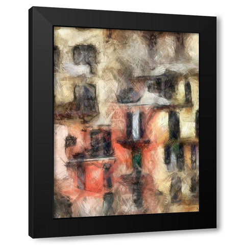Stacked Houses I Black Modern Wood Framed Art Print by Saunders, Alonzo