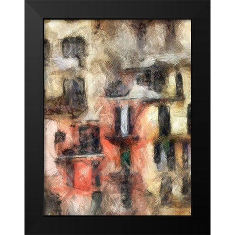 Stacked Houses I Black Modern Wood Framed Art Print by Saunders, Alonzo
