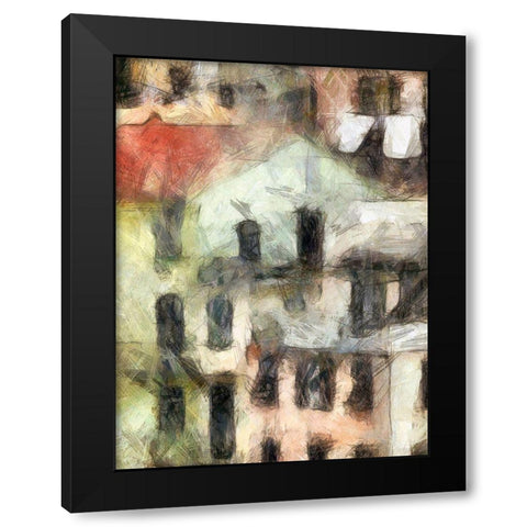 Stacked Houses II Black Modern Wood Framed Art Print by Saunders, Alonzo