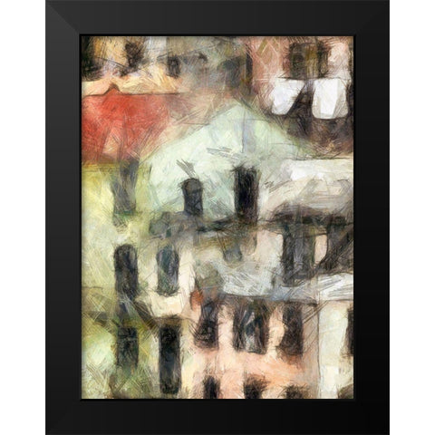 Stacked Houses II Black Modern Wood Framed Art Print by Saunders, Alonzo