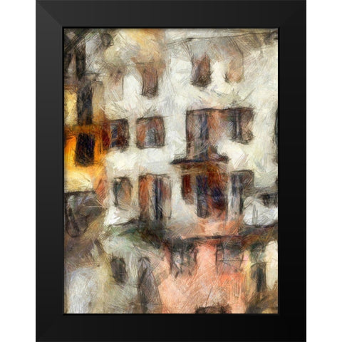 Stacked Houses III Black Modern Wood Framed Art Print by Saunders, Alonzo