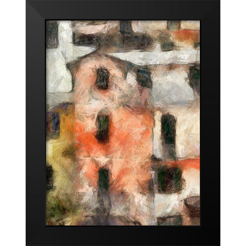 Stacked Houses IV Black Modern Wood Framed Art Print by Saunders, Alonzo
