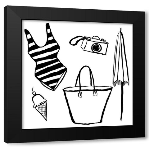 Beach Essentials II Black Modern Wood Framed Art Print with Double Matting by Sizemore, Natalie