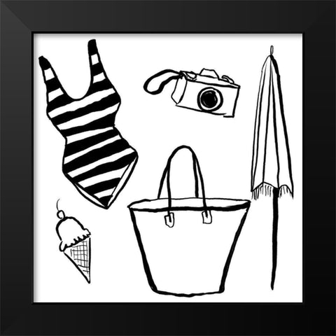 Beach Essentials II Black Modern Wood Framed Art Print by Sizemore, Natalie