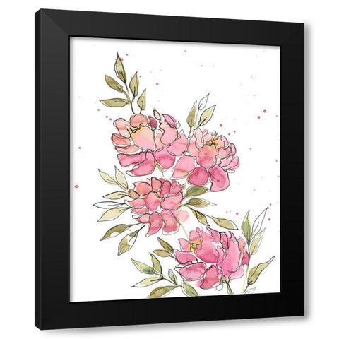 Watercolor Blooms I Black Modern Wood Framed Art Print by Moore, Regina