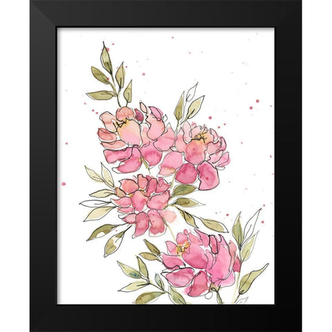 Watercolor Blooms I Black Modern Wood Framed Art Print by Moore, Regina