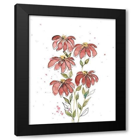 Watercolor Blooms II Black Modern Wood Framed Art Print with Double Matting by Moore, Regina