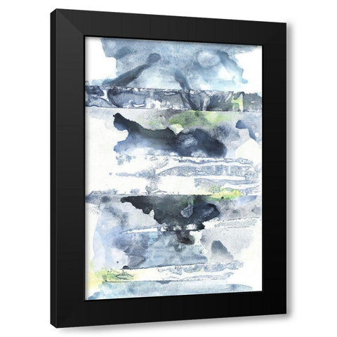 Blue Memories II Black Modern Wood Framed Art Print with Double Matting by Combs, Joyce