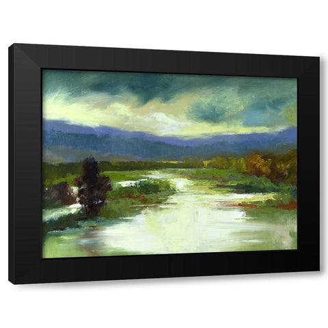 Mountain Meadow Black Modern Wood Framed Art Print with Double Matting by Finch, Sheila