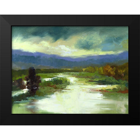 Mountain Meadow Black Modern Wood Framed Art Print by Finch, Sheila