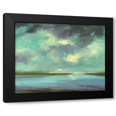 Lagoon Black Modern Wood Framed Art Print with Double Matting by Finch, Sheila