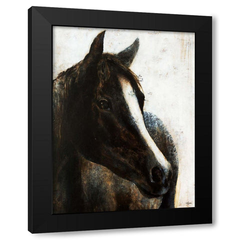 Brown Stallion Black Modern Wood Framed Art Print with Double Matting by Drotar, Rikki