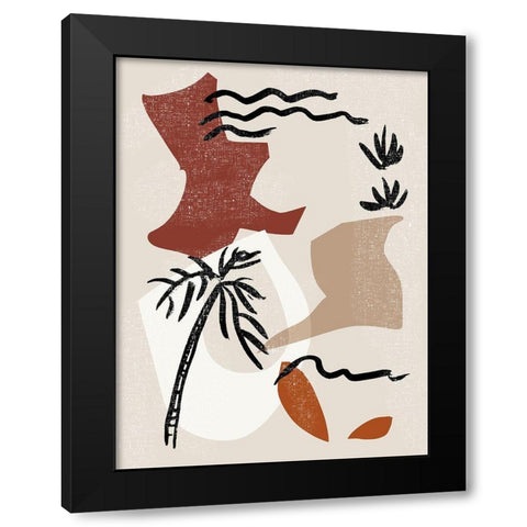 Soft Palms II Black Modern Wood Framed Art Print with Double Matting by Wang, Melissa