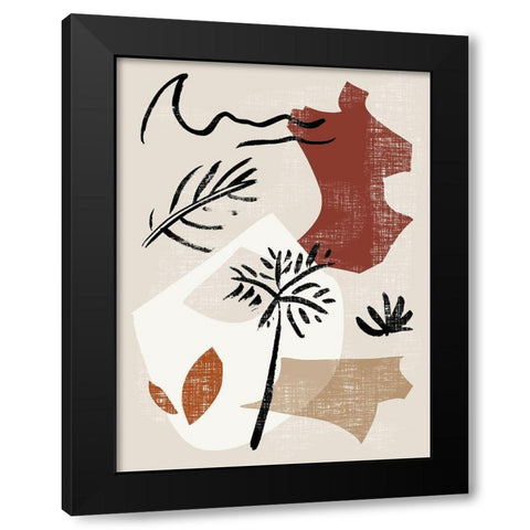 Soft Palms V Black Modern Wood Framed Art Print with Double Matting by Wang, Melissa