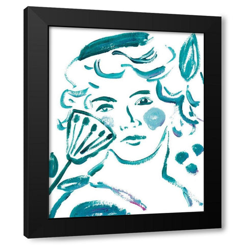 Budding Flower I Black Modern Wood Framed Art Print with Double Matting by Wang, Melissa