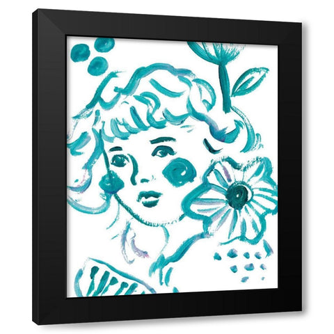 Budding Flower II Black Modern Wood Framed Art Print with Double Matting by Wang, Melissa