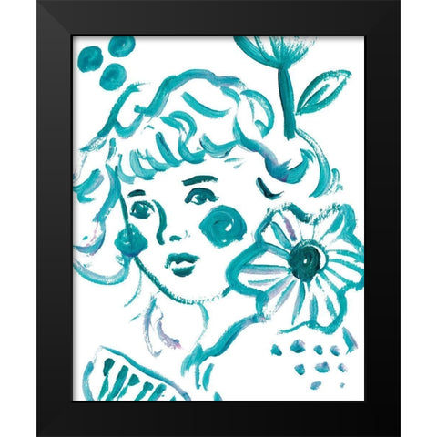 Budding Flower II Black Modern Wood Framed Art Print by Wang, Melissa