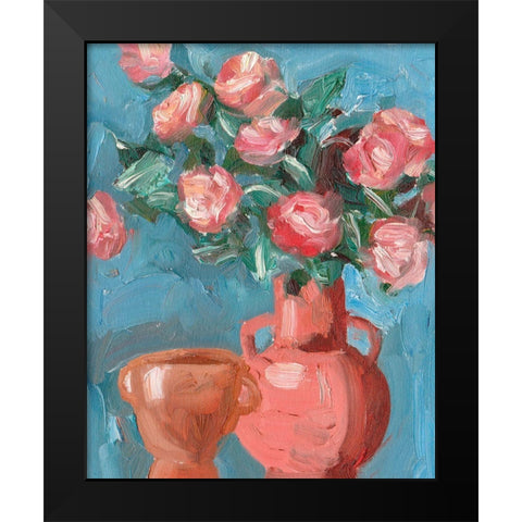 Rosa Blooms I Black Modern Wood Framed Art Print by Wang, Melissa