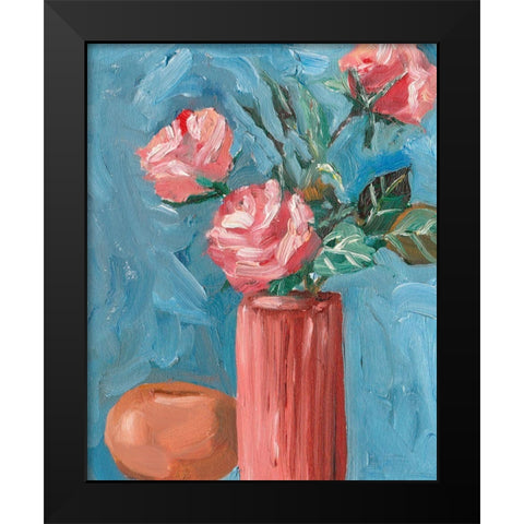 Rosa Blooms II Black Modern Wood Framed Art Print by Wang, Melissa