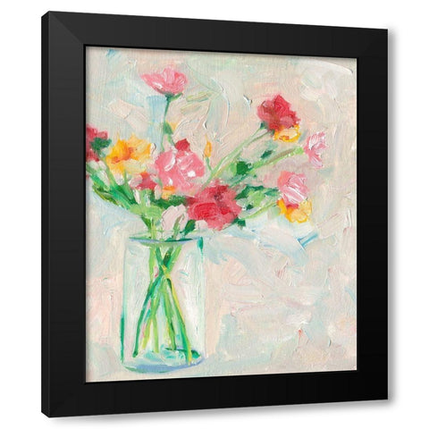 Painterly Soft Bouquet I Black Modern Wood Framed Art Print with Double Matting by Wang, Melissa
