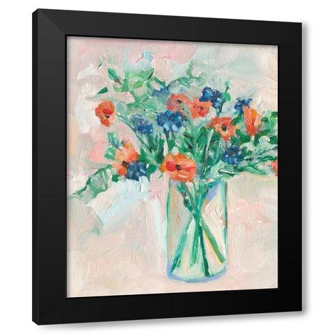 Painterly Soft Bouquet II Black Modern Wood Framed Art Print with Double Matting by Wang, Melissa