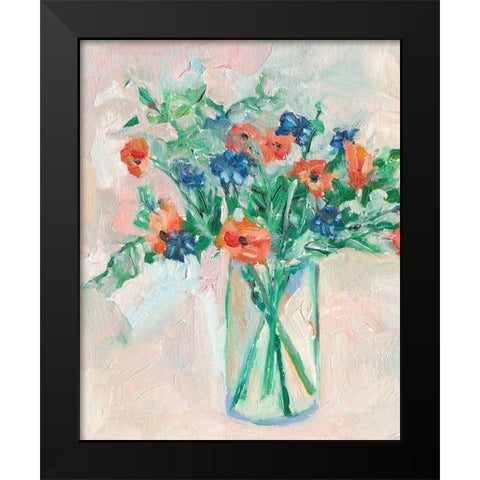 Painterly Soft Bouquet II Black Modern Wood Framed Art Print by Wang, Melissa