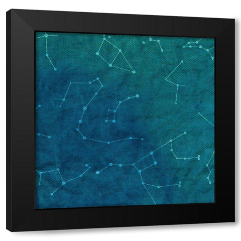 Indigo Constellations I Black Modern Wood Framed Art Print with Double Matting by Sizemore, Natalie