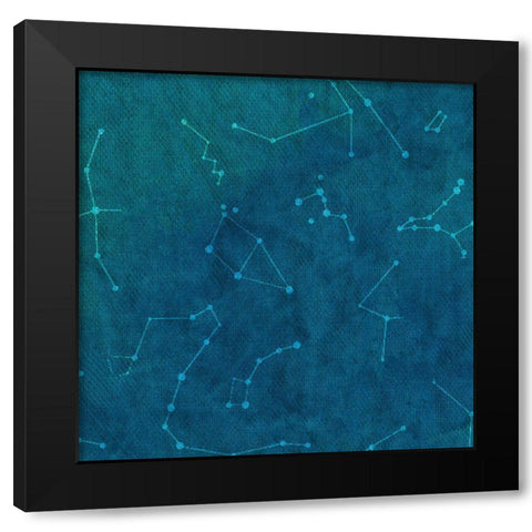 Indigo Constellations II Black Modern Wood Framed Art Print with Double Matting by Sizemore, Natalie