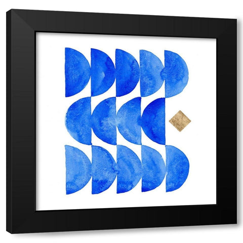 Sapphire Halves I Black Modern Wood Framed Art Print with Double Matting by Green, Jacob