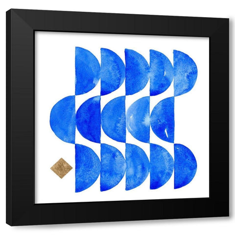 Sapphire Halves II Black Modern Wood Framed Art Print with Double Matting by Green, Jacob