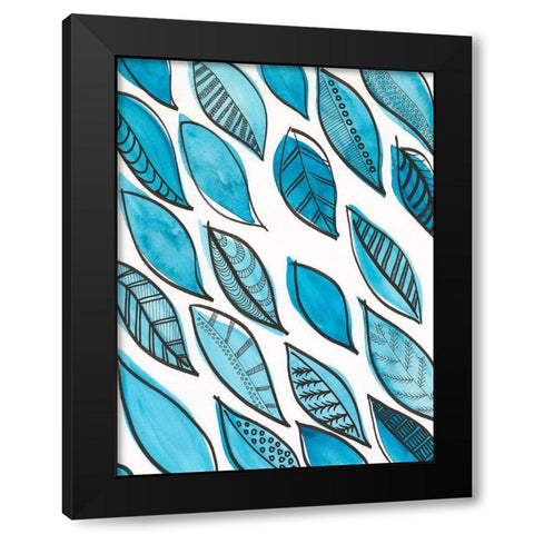 Patterned Leaf Shapes I Black Modern Wood Framed Art Print with Double Matting by Moore, Regina