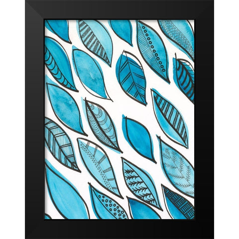 Patterned Leaf Shapes I Black Modern Wood Framed Art Print by Moore, Regina