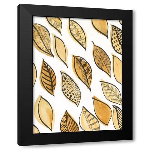 Patterned Leaf Shapes II Black Modern Wood Framed Art Print with Double Matting by Moore, Regina