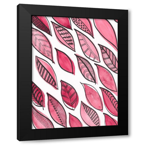 Patterned Leaf Shapes III Black Modern Wood Framed Art Print by Moore, Regina