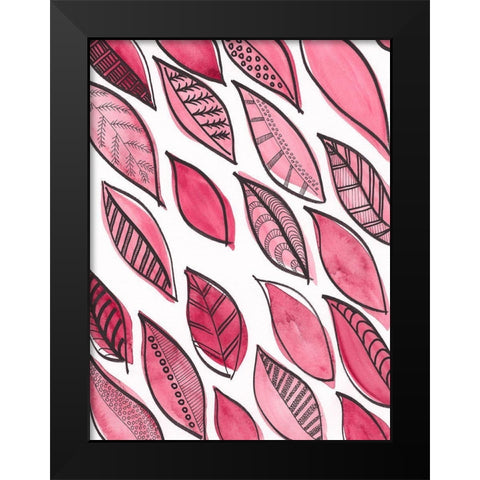 Patterned Leaf Shapes III Black Modern Wood Framed Art Print by Moore, Regina