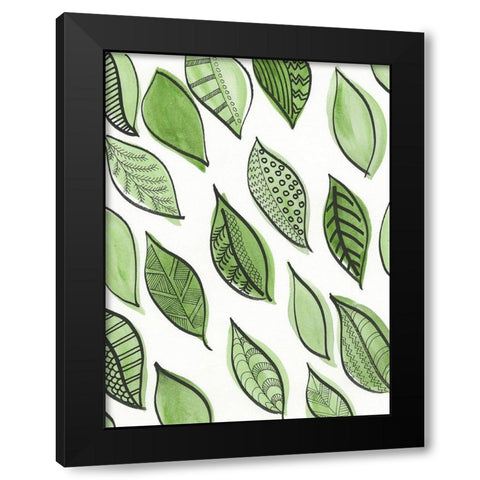 Patterned Leaf Shapes IV Black Modern Wood Framed Art Print with Double Matting by Moore, Regina