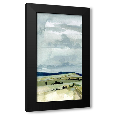 Coastal Blues Watercolor II Black Modern Wood Framed Art Print with Double Matting by Caroline, Emma