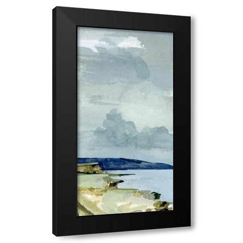 Coastal Blues Watercolor III Black Modern Wood Framed Art Print with Double Matting by Caroline, Emma