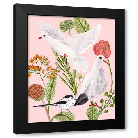 Birds in Motion I Black Modern Wood Framed Art Print with Double Matting by Wang, Melissa