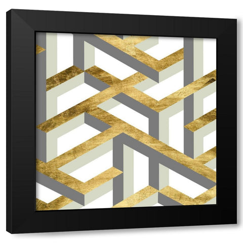 Geometric Landscape IV Black Modern Wood Framed Art Print with Double Matting by Wang, Melissa