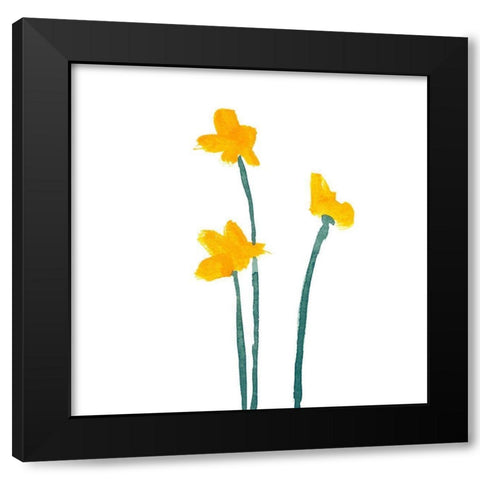 Simple Buttercups I Black Modern Wood Framed Art Print with Double Matting by Green, Jacob
