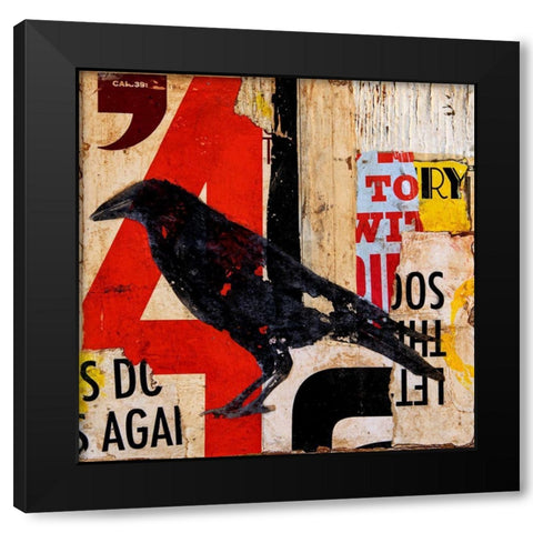 The Vintage Crow Black Modern Wood Framed Art Print with Double Matting by Ashley, Erin