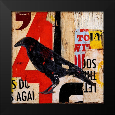 The Vintage Crow Black Modern Wood Framed Art Print by Ashley, Erin