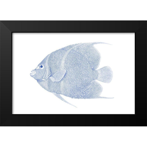 Blue And White Tropical Fish V Black Modern Wood Framed Art Print by Vision Studio