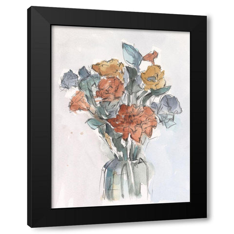Watercolor Floral Arrangement I Black Modern Wood Framed Art Print with Double Matting by Harper, Ethan