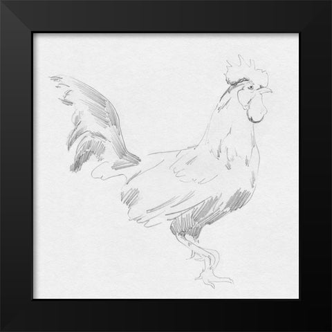 Big Rooster Sketch I Black Modern Wood Framed Art Print by Green, Jacob