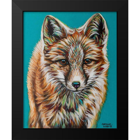 Teal Fox Black Modern Wood Framed Art Print by Vitaletti, Carolee